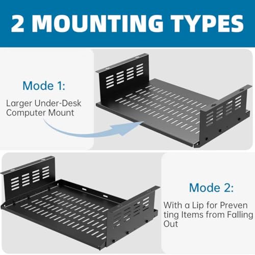 PC Holder Under Desk,Under Desk Computer Mount for Small Form Factor SFF Computers and PCs,Compatible with PlayStation 4, PS4 Slim, PS4 Pro,Gaming UnderDesk L17.3 x H 4" x D 12"