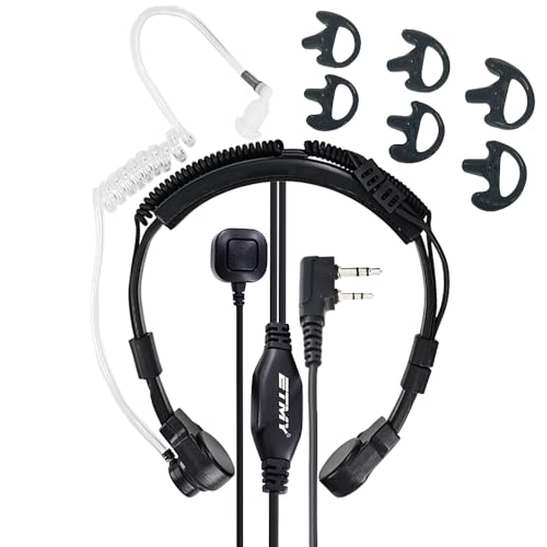 ETMY K-2 PIN Throat Mic Compatible with BaoFeng/Retevis/Pxton/Kenwood, Airsoft Tactical Single-Ear Air Tube Headset with 3-Pair Earbuds, for Noisy Env/Hunting/Security & Motorcycle Riding 1 Pack