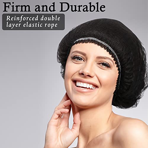 100 Pcs Disposable Nonwoven Bouffant Caps 21 Inch Hair Net Elastic Cap Hair Cover Hats for Beauty Salon Hospital Spa Catering Dust-free Workspace(Black) - color: Black