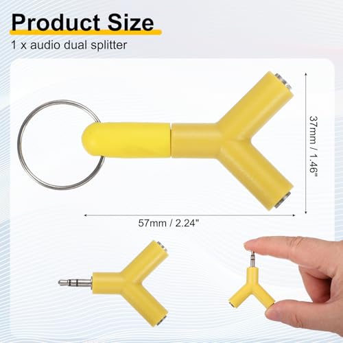 MECCANIXITY Headphone Splitter Adapter, 3.5mm Male to 2 Port Female Y Jack Aux Stereo Splitter for Phone Headset PS4 Switch Tablets, Yellow - color: Yellow