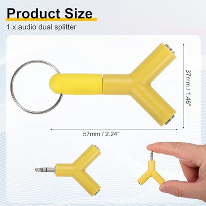MECCANIXITY Headphone Splitter Adapter, 3.5mm Male to 2 Port Female Y Jack Aux Stereo Splitter for Phone Headset PS4 Switch Tablets, Yellow - color: Yellow