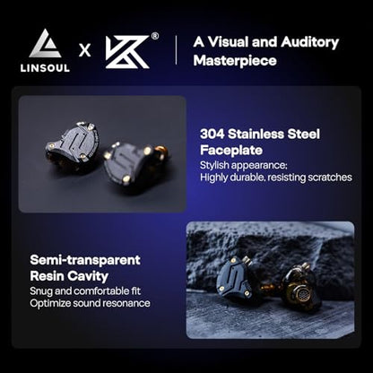 Linsoul KZ ZS10 Pro, 4BA+1DD 5 Driver in Ear Monitor, HiFi Wired Earbuds, Gaming Earbuds, Hybrid IEM Earphones with Stainless Steel Faceplate, Detachable Cable for Musician(with Mic, Dark Black) - color: Dark Black, style: With Mic