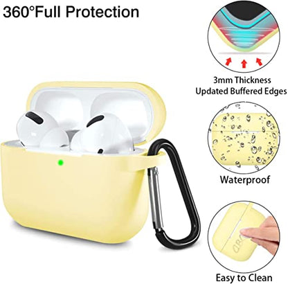 Lerobo for AirPods Pro 2 Case with Keychain, Cream Yellow | Silicone Protective Cover Compatible with Apple AirPod Pro 2nd/1st Case for Women Men, Scratchproof, Shockproof, Dustproof - color: Cream Yellow