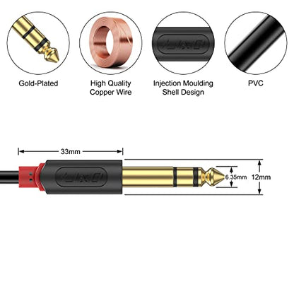 J&D 0.6cm(1/4인치) TRS 케이블, 금 도금 오디오웨이브 시리즈 6.35mm TRS 수-수 밸런스 인터커넥트 스테레오 오디오 케이블, 1/4인치 기타 악기 코드, 91.4cm(3피트) - size: 3 Feet