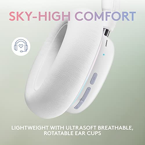 Logitech G735 Wireless Gaming Headset Customizable LIGHTSYNC - White Mist | Customizable LIGHTSYNC RGB Lighting, 3.5 MM Aux compatible, For PC and mobile devices, Detachable Mic