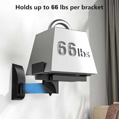 WALI Speaker Wall Mount, Surround Sound Speaker Stand with Adjustable Swivel Tilt Angle, Large Bookshelf Speaker Wall Mount for Living Room, Home Theater, Hold up to 66 Lbs, (SWM201XL), 2 Pack, Black - size: Larger