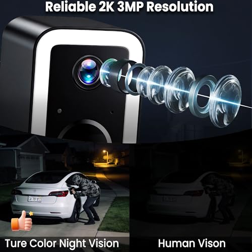 aidowocam 2K Security Cameras Wireless Outdoor Weatherproof IP66,Color Night Vision,AI Motion Detection & Spotlight Siren Alarm,2-Way Audio Battery Powered Outside Cameras for Home Security(2 Pack)