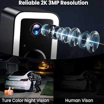 aidowocam 2K Security Cameras Wireless Outdoor Weatherproof IP66,Color Night Vision,AI Motion Detection & Spotlight Siren Alarm,2-Way Audio Battery Powered Outside Cameras for Home Security(2 Pack)