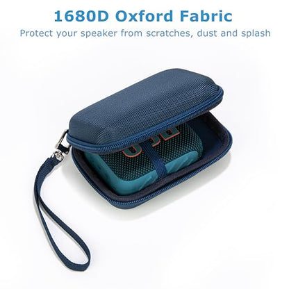 Ginsco Case for JBL Go 4 - Ultra-Portable, Waterproof and Dustproof Bluetooth Speaker, for Go 3 - Mini Bluetooth Speaker, Travel Carrying Case Hard Shell Cases with Detachable Strap (Blue) - color: Blue