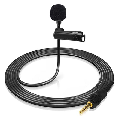 4 FT 3.5mm TRS Mini Lavalier Lapel Microphone for Sennheiser, for Saramonic, for Comica, for Boya Wireless System Transmitter, Omnidirectional Condenser Mic – 1/8" Male Screw Lock Plug