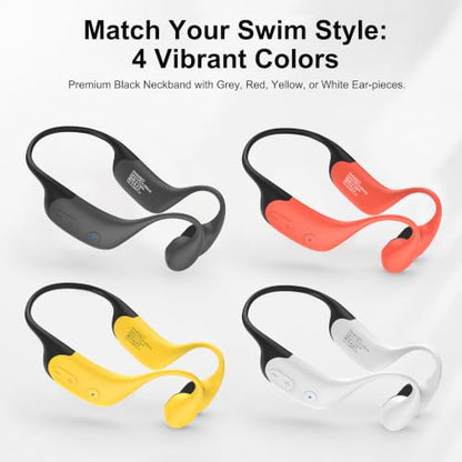 Tayogo Swimming Headphones T6 + W23 Bone Conduction, Under Water Audio System, Spotify Swim Headset, No Need to Download, Waterproof FM Receiving & Bluetooth Open Ear Swim Headset for Training - color: Black