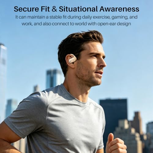 TOZO OpenWear Open Ear Earbuds, AI Translation Real Time 145+ Languages | 60H Translator Ear Buds Audifonos Traductores Inglés Español, All Day Comfort, Bluetooth Headphones 5.4 with Smart Display - color: Khaki
