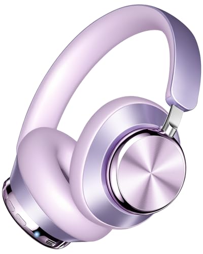 Wentronic Y03 Bluetooth Headphones Wireless Active Noise Cancelling Over Ear Headphones 48 Hours Playtime High Sound Quality 6 EQ Music Mode Headphones with Soft Ear Cushion - Purple - color: Purple
