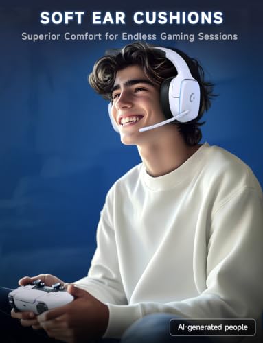 Gvyugke 2.4GHz Wireless Gaming Headsets for PS5, PS4, PC, Switch, White | Bluetooth 5.3 Gaming Headphones with Noise Canceling Mic, 7.1 Surround Sound, 70H Battery, Blue Lighting - color: White