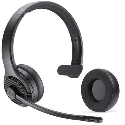 EKSA H3 Trucker Bluetooth Headset V5.4, Wireless Headphones with Mic Noise Cancelling, Mute Button & Replacement Ear Cushion, 65Hrs Driver Bluetooth Headset for Cellphone Office Work