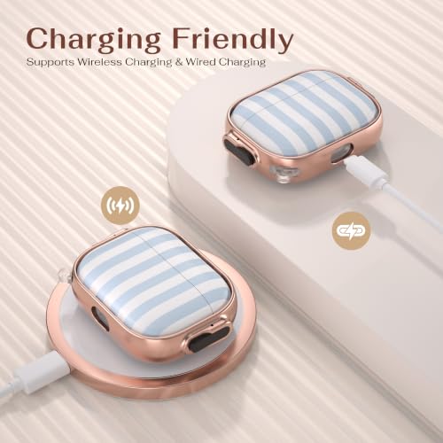 for AirPods Pro 3 Case with Safety Lock, Magsafe Compatible, Blue Stripes - color: Blue White Stripes, size: Airpods Pro 3 Case (2025)