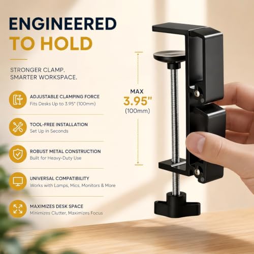 JAKO New Foldable Headphone Stand for Desk, Aluminum Alloy Headphone Holder - Headset Stand Hook Space Save Mount, Universal Fit PC Gaming Headsets Holder Under Desk Clamp for Office, Computer Table - color: Silver