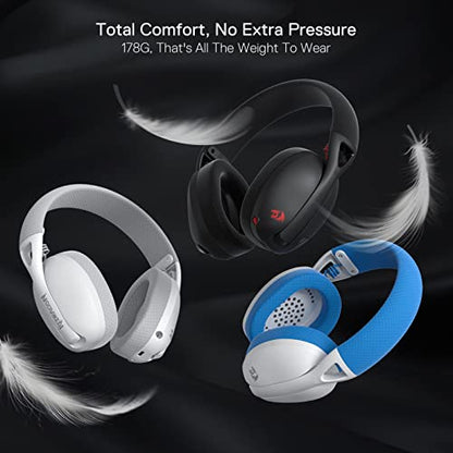 Redragon H848 BT Wireless Gaming Headset - Lightweight - 7.1 Surround Sound - 40MM Drivers - Detachable Microphone - Multi Platforms for PC, PS5/4/3, Switch, Mobile - color: Black