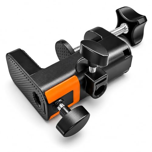 Desk Clamp for Microphone, 12.5mm 2 Hole Mic Table Mounting Clamp | 2-in-1 C Clamp for Magnifying Light, Boom Scissor Arm, Phone and Tablet Stand, Lamp Base, Fits Up to 6.5cm Desktop Thickness - size: XZ002