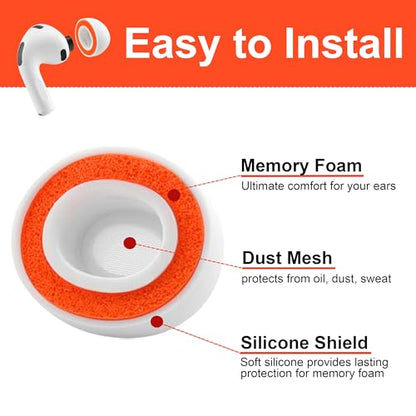 Replacement Foam Ear Tips for AirPods Pro 3 Silicone Shield (S) | Ultimate Comfort, 3 Pairs (White, Small) - size: Small