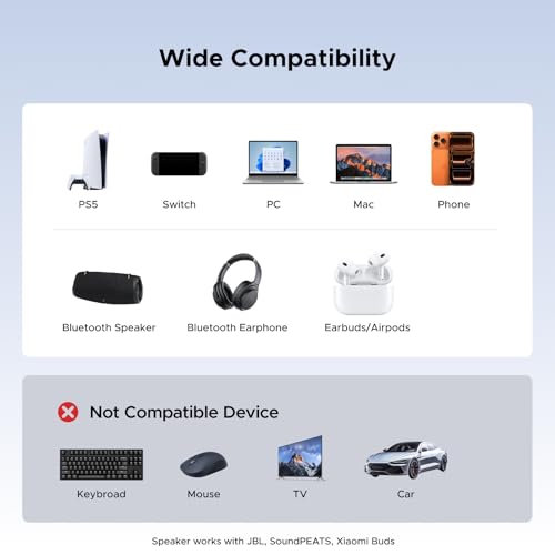 UGREEN USB-C Bluetooth Adapter for PS5 / PC with LE Audio, aptX Adaptive | HD/aptX/SBC, Bluetooth 6.0 Transmitter, Dual Pairing & One-to-Many Broadcast for Wireless Headphones