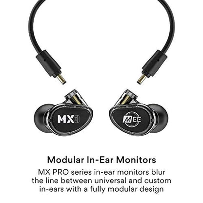 MEE audio Professional MX3 PRO Triple-Driver Hybrid Musician's in Ear Monitor Headphones with Enhanced Midrange and Warm Tonality, Noise Isolating Earphones with Detachable Cables, Black - color: Black, size: MX3 PRO