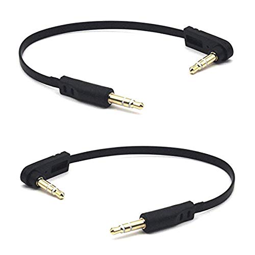 3.5mm Stereo Audio Flat Cable, 15cm, 2 Pack, 90 Degree Angle Male, 1/8" TRS Jack Plug Headphone Headset AUX Cord - color: Single Angle