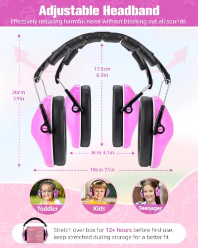 ZOHAN 032 Kids Noise Canceling Headphones - 25dB NRR Kids Ear Protection Earmuffs for School, Monster Jam, Fireworks, Travel, Air Show, Concert, Autism - Pink - color: Pink