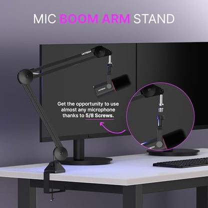 Microphone Boom Arm Stand, Heavy Duty Adjustable Mic Stand with Cable Ties, Desk Mount Arm Stand for Gaming Streaming Podcasting. - color: MI06 MEDIUM