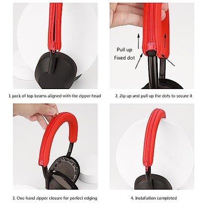 Protective Headband Cover Headband Cushions Silicone Sleeves Protectors with Zipper for WH-1000XM5 Earphone Cushions Headphone Protectors - color: Black