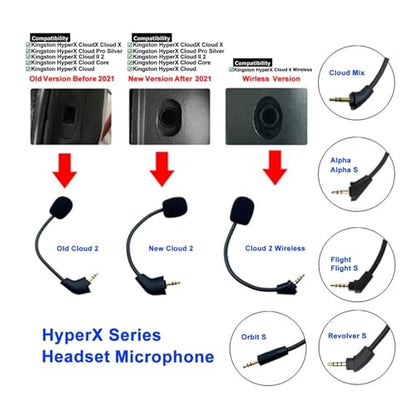 Hyperx Cloud 2 Mic Replacement, (Old Version Before 2021), Cloud X, Cloud II, Cloud Core, Cloud Pro Silver – Noise Cancelling Boom Microphone Compatible with Gaming Consoles, PC, 3.5mm Jack - style: Angle Jack Slot (Old Version Before 2021)
