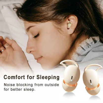 Wireless Earbuds Bluetooth Sleep Headphones for Side Sleepers 32H Playback Noise Blocking Sleeping Ear Buds Small in-Ear Earphones,Beige
