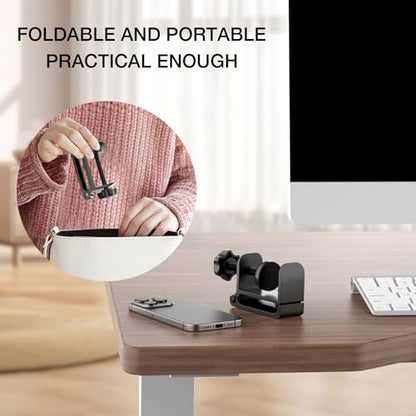 Foldable Headphone Stand Clamp-On Design Silicone Pad Portable Space-Saving Holds Up to 5KG Fits Desk Setup/Office/Home