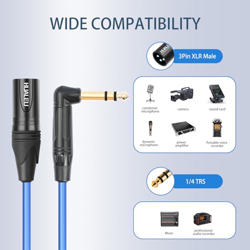 3.3FT Right Angle 1/4 TRS to XLR 3Pin Male Audio Cable,6N OFC+Silver Plated HI-END Audio Cable,Right Angle 6.35mm TS to XLR Male for Micphone Mixer Active speakers-2Pack - size: 3Feet（2Pack）, style: 90° TRS To XLR M