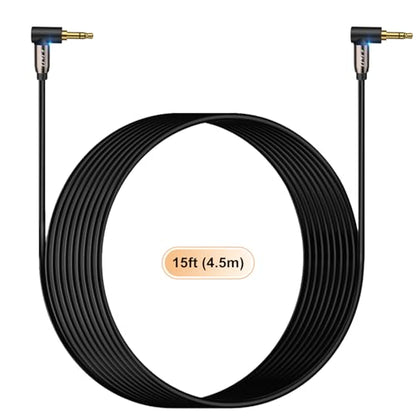 J&D Gold Plated 3.5mm Stereo Audio Aux Cable 90 Degree Right Angle Compatible for Galaxy, Speakers and All Other Devices, 15 Feet - size: 15 Feet