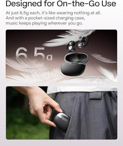 SHOKZ OpenDots ONE Open-Ear Clip-On Bluetooth Earbuds, Black, Dolby Audio - color: Black