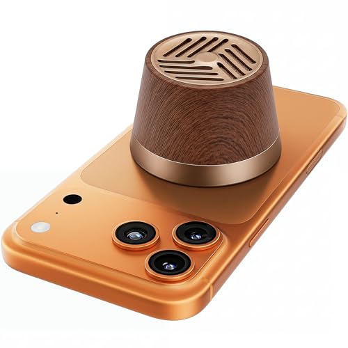 Topadorn Mini Portable Speaker Magnetic Bluetooth Speaker | Wireless Charger, MagSafe Compatible Phone Stand with TWS Pairing - color: Brown