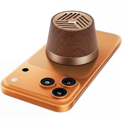 Topadorn Mini Portable Speaker Magnetic Bluetooth Speaker | Wireless Charger, MagSafe Compatible Phone Stand with TWS Pairing - color: Brown