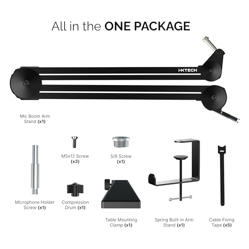 Microphone Boom Arm Stand, Heavy Duty Adjustable Mic Stand with Cable Ties, Desk Mount Arm Stand for Gaming Streaming Podcasting. - color: MI06 LARGE