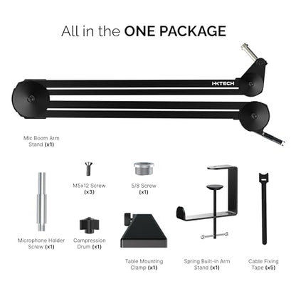 IXTECH Microphone Boom Arm Stand, Heavy Duty Adjustable Mic Stand with Cable Ties, Desk Mount Arm Stand for Gaming Streaming Podcasting. - color: MI06 LARGE