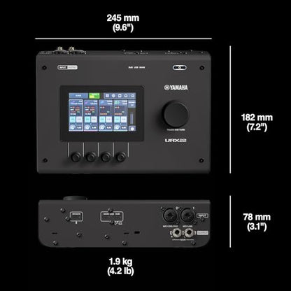 Yamaha URX22 4-In / 2-Out Dual USB-C Audio Interface With Touchscreen, Includes Cubase Al, WaveLab Cast, Basic FX Suite, and Steinberg Plus Software Bundle, Black URX22 B | Includes Touchscreen, Includes Cubase Al, WaveLab Cast, Basic FX Suite, and Steinb