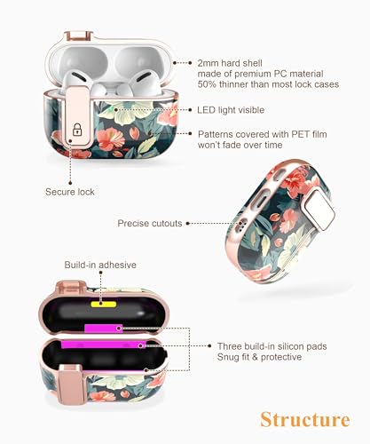 TATOFY for AirPods Pro 2nd Generation Case with Lock Carabiner Cleaner, Slim AirPod Pro 1st & 2nd Hard Case Cover, Compatible with MagSafe (Blue) - color: Blue, size: AirPods Pro 1st & 2nd Gen