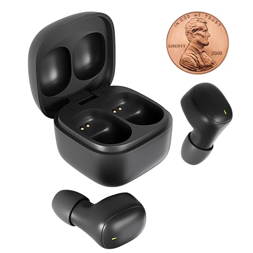 Mini Invisible Wireless Earbuds, Bluetooth 5.3, Mic & Charging Case, Black | 12-HR Playtime, Touch Control, Sweat & Splash Resistant, Works with Siri, Alexa & Google, Compatible with iPhone & Android - color: A-Black