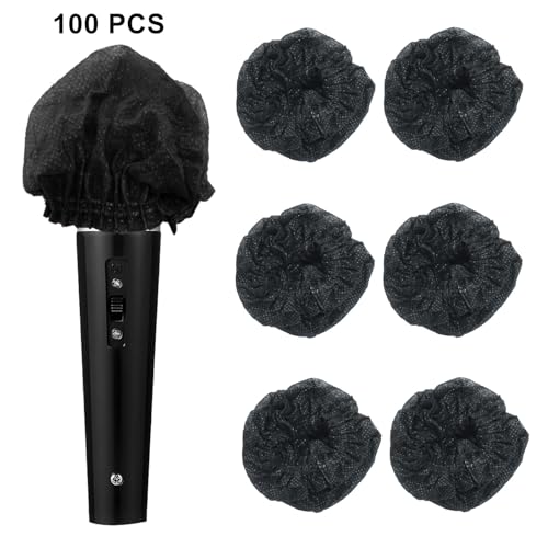 Waziaqoc Disposable Microphone Hygiene Covers, Black, 100 Pcs - color: Black