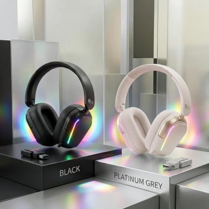 RK ROYAL KLUDGE HG101 V2 Wireless Gaming Headset, 2.4G/Bluetooth 6.0/3.5mm Wired Headphones, 7.1 Surround Sound, 40mm Drivers, Memory Foam Cushions, Works with Xbox, PS4/5, PC, Switch, Platinum Grey - color: Platinum Grey