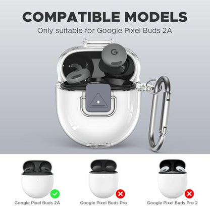 [Safety Lock] Compatible with Google Pixel Buds 2A Case, TPU Anti-Yellowing Shockproof Protective Cover for Google Pixel Buds 2A 2025, Includes Cleaning Kit & Carabiner (Transparent) - color: Transparent