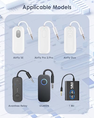 Hard Case for AirFly/Avantree Bluetooth Transmitter Receiver, with Adapter | for AirFly SE/Pro V2/Pro/Duo, Avantree Relay/1Mii, with 3.5mm Jack AUX Adapter, Airplane Travel/TV/Gym Carrying Case Bag - color: Upgrade Black