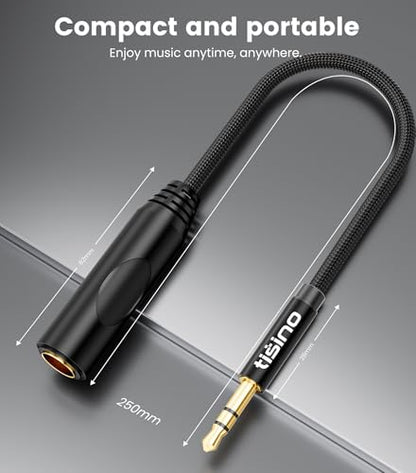 Tisino 1/4 to 3.5mm Adapter, 1/4" Female to 1/8" Male Stereo Audio Adapter for Headphone, Amplifiers, Guitar, Amp etc. - 1ft/30cm | 3.5mm to 6.35mm Headphone Jack Converter for Amp/Guitar/Speaker/Mixing Console, Gold-Plated TRS Audio Extension Adapter - s