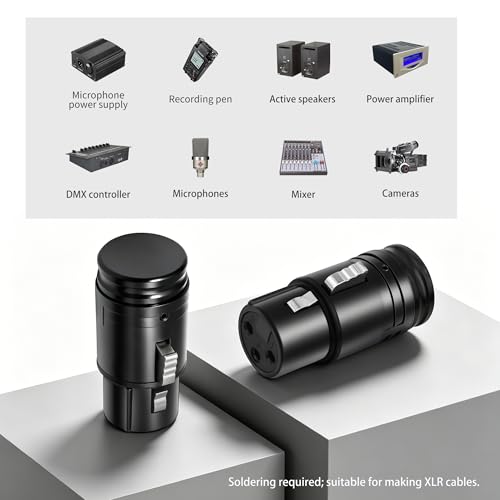 XLR Right Angle Adapter 3 Pin 90 Degree Rotatable XLR Female Connector for DIY Microphone Audio Cable 4PCS - style: Kinweistex 3 Pin 90 Degree Rotatable XLR Female Connector