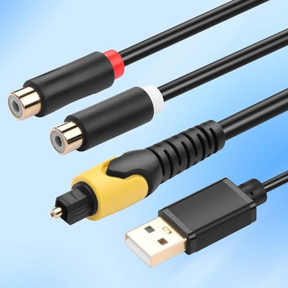 GINTOOYUN USB to 2RCA Female Digital Optical Cable to RCA Analog Audio Converter 1.5FT Optical to RCA Analog Converter for TV/PS4/Xbox/DVD/TOSLINK/Optical Port to Sound Box Amplifier Headset